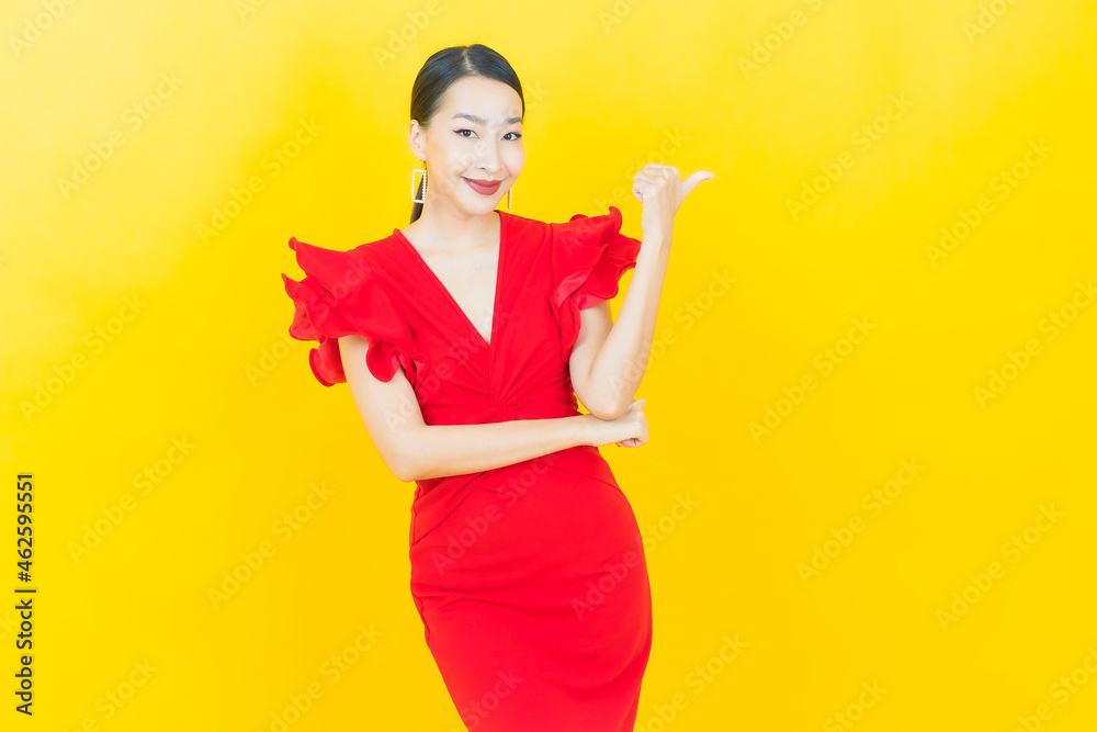 Portrait beautiful young asian woman smile with action Portrait beautiful young asian woman smile with action
