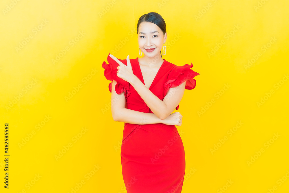 Portrait beautiful young asian woman smile with action Portrait beautiful young asian woman smile with action