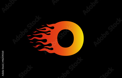 O letter fire logo design in a beautiful red and yellow gradient. Flame icon lettering concept vector illustration.