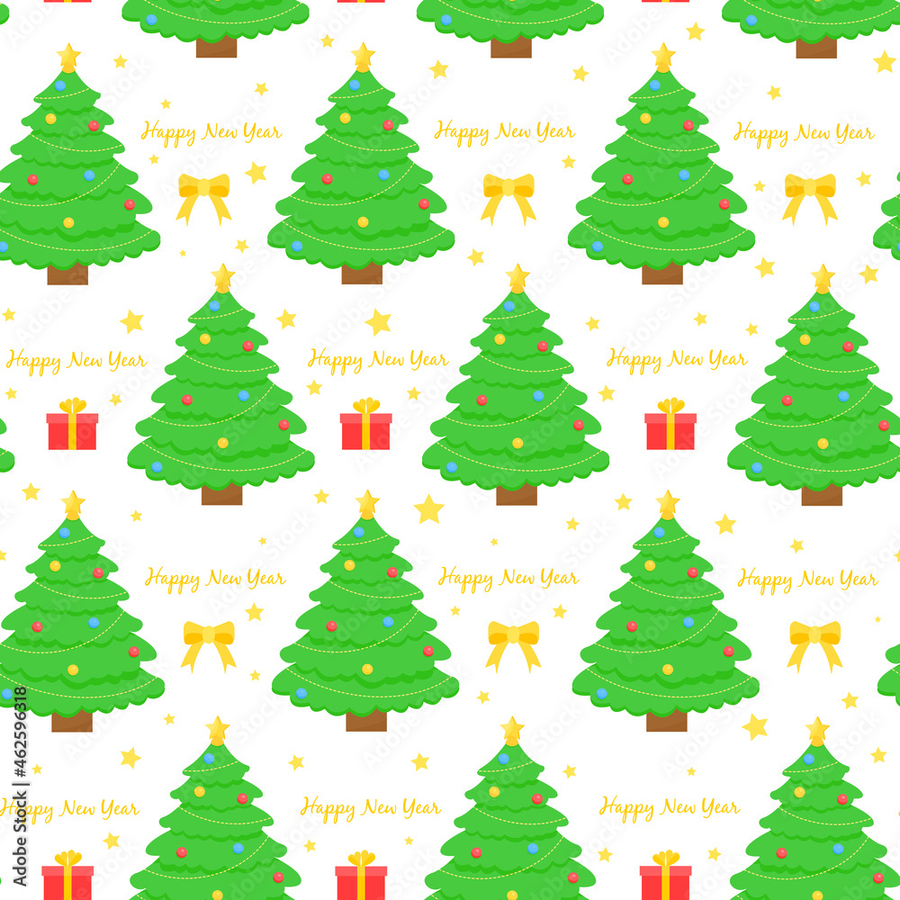 This is a seamless pattern Christmas tree on a white background. Wrapping paper.