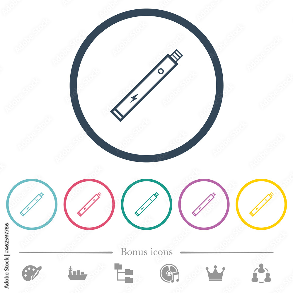 Electronic cigarette outline flat color icons in round outlines Electronic cigarette outline flat color icons in round outlines
