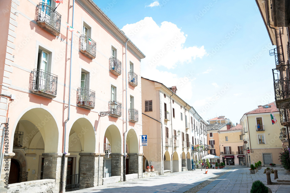 Fototapeta premium Susa, Segusium, historical roman city in the north of Piedmont, Italy in a sunny day with blue sky