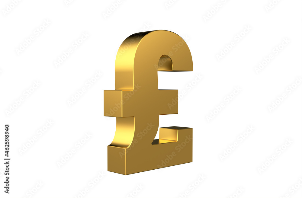GBP Pound sterling currency symbol in gold - 3d Illustration, 3d rendering GBP Pound sterling currency symbol in gold - 3d Illustration, 3d rendering