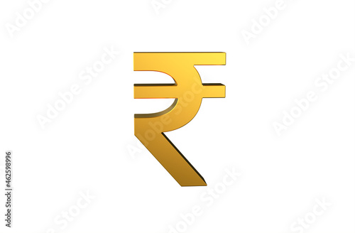 INR Indian rupee currency symbol in gold - 3d Illustration, 3d rendering 