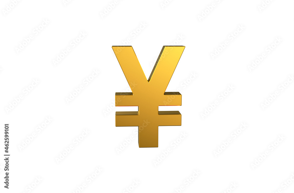 JPY Japanese Yen currency symbol in gold - 3d Illustration, 3d rendering JPY Japanese Yen currency symbol in gold - 3d Illustration, 3d rendering