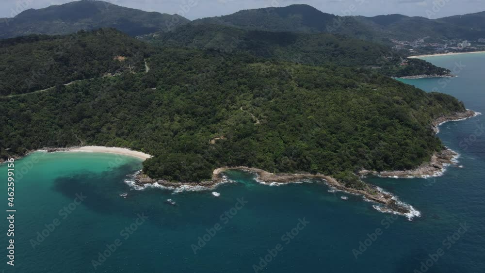 Aerial view of sand beach and blue ocean Aerial view of sand beach and blue ocean