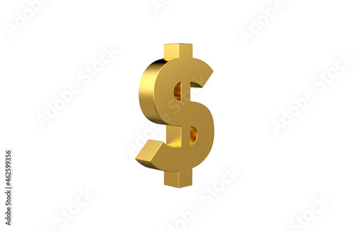USD Doller currency symbol in gold - 3d Illustration, 3d rendering 