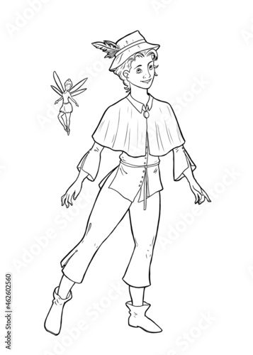 Peter Pan and Tinker Bell. Fairytale characters design. Vector illustration