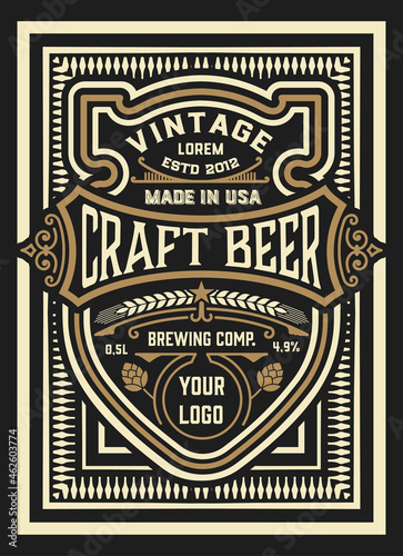Beer label with old frames
