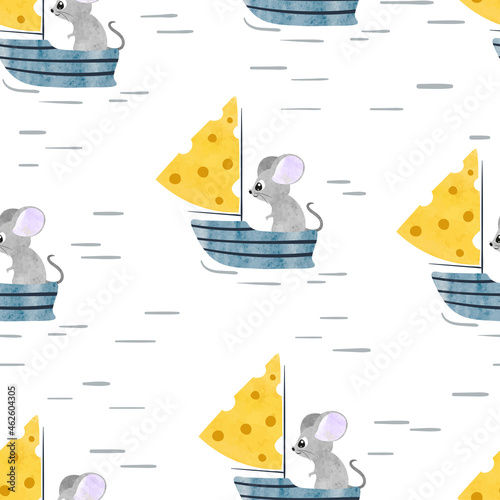 Cute mouse on the boat with...