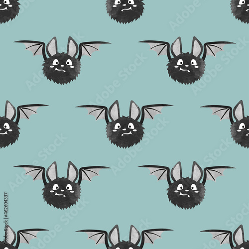 Seamless cute bats pattern. Halloween vector illustration.