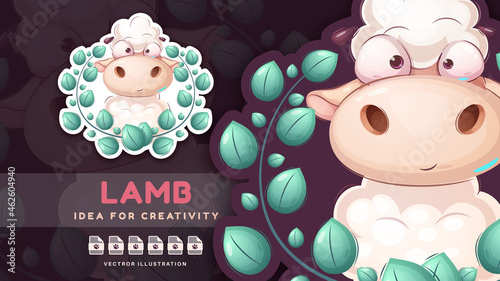 Cartoon character animal teddy lamb