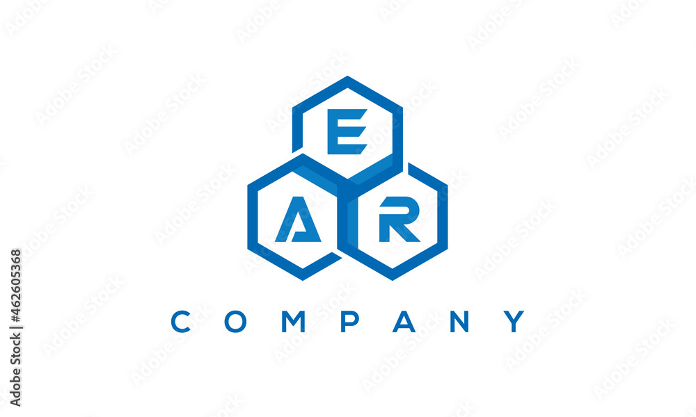 EAR three letters creative polygon hexagon logo	
