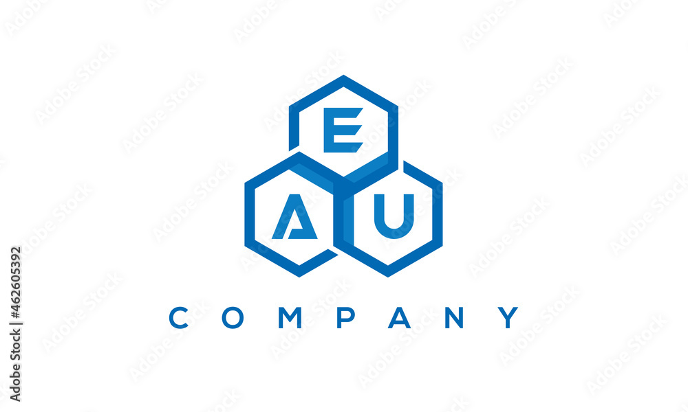 EAU three letters creative polygon hexagon logo EAU three letters creative polygon hexagon logo