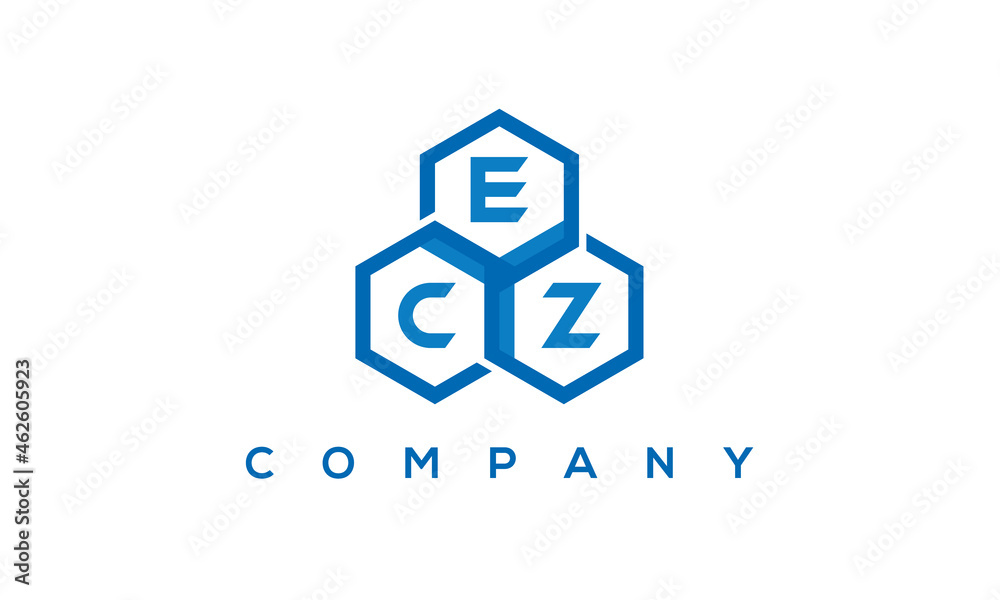 ECZ three letters creative polygon hexagon logo	