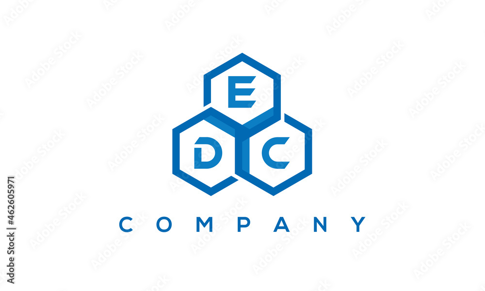 EDC three letters creative polygon hexagon logo	