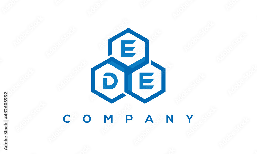 EDE three letters creative polygon hexagon logo	