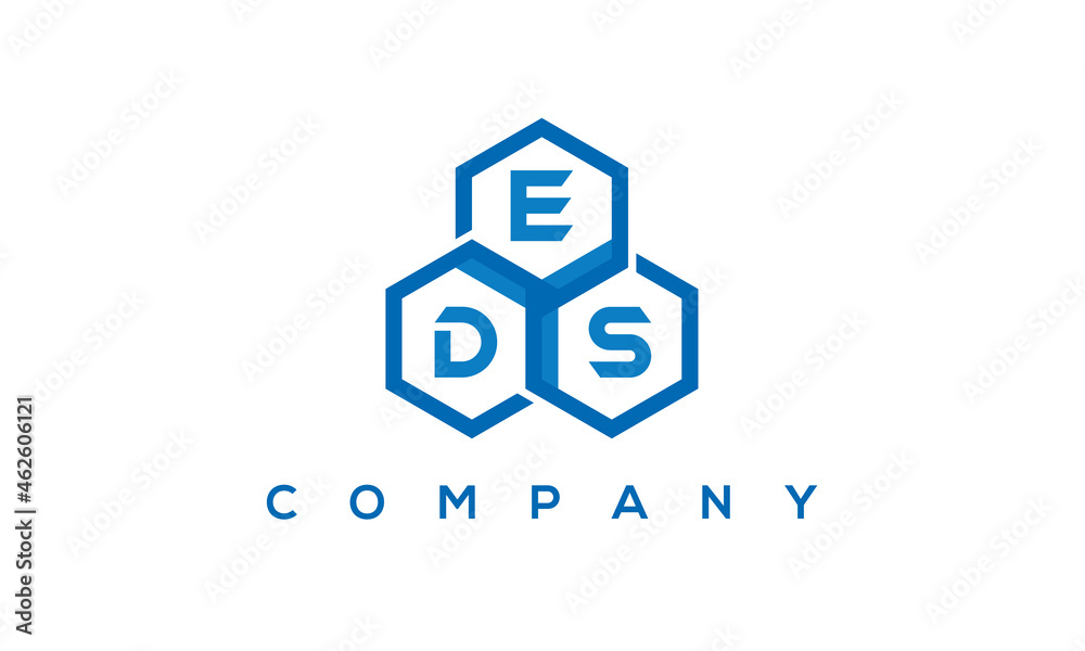 EDS three letters creative polygon hexagon logo	