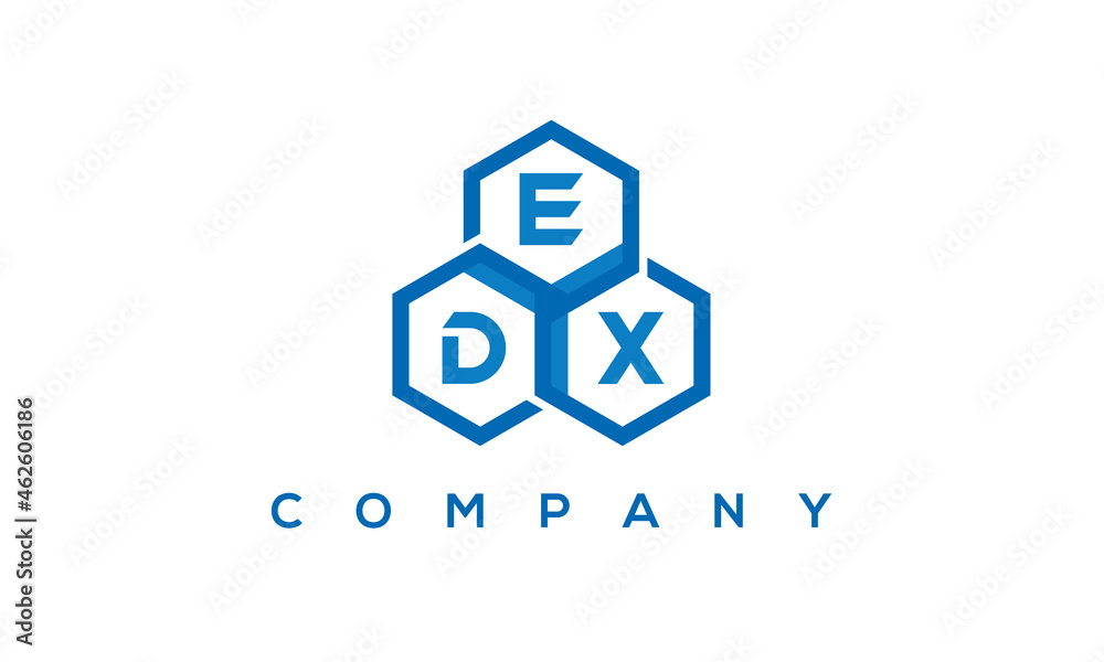 EDX three letters creative polygon hexagon logo	