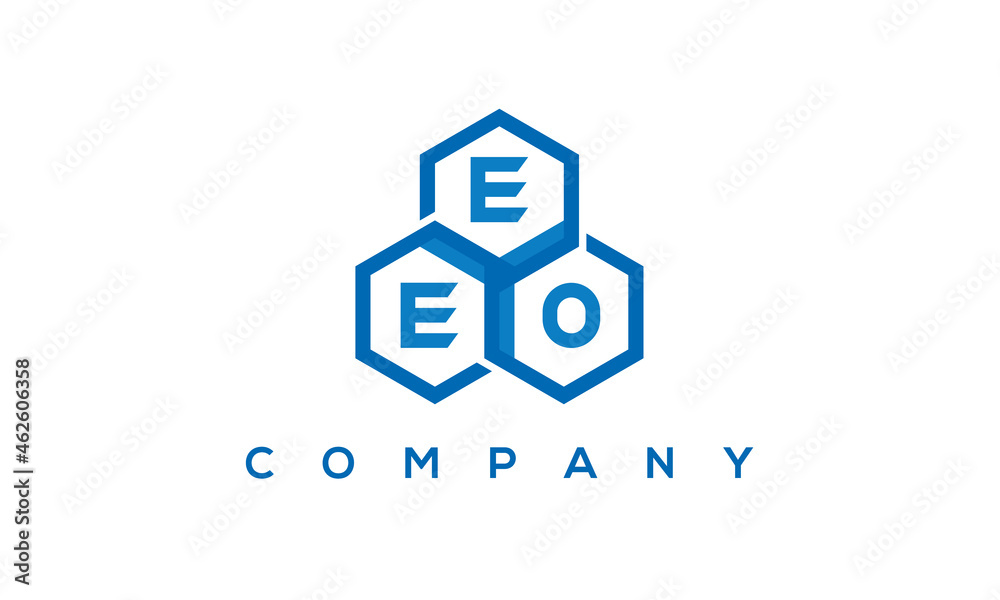 EEO three letters creative polygon hexagon logo	