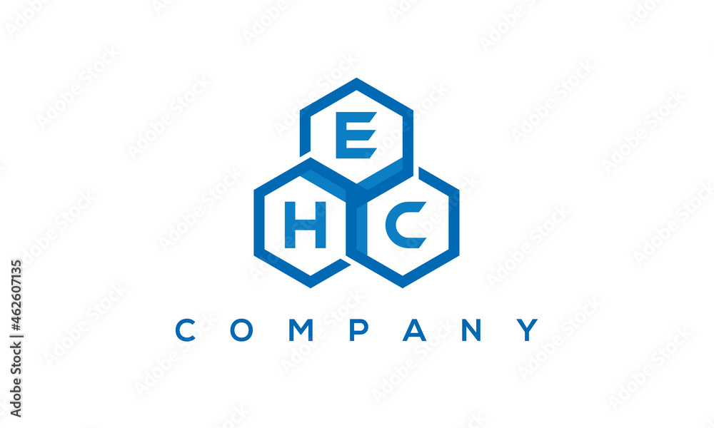 EHC three letters creative polygon hexagon logo	