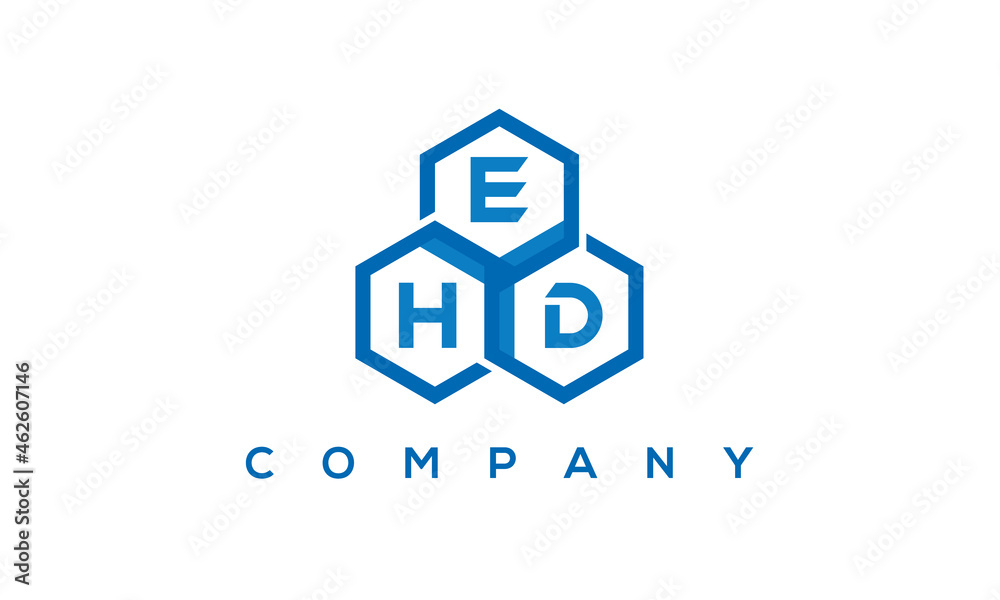 EHD three letters creative polygon hexagon logo	