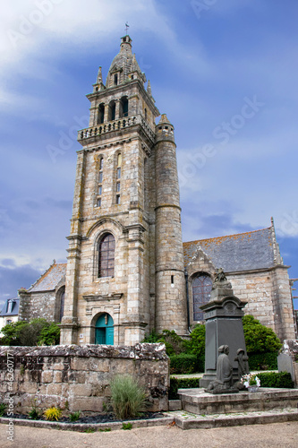 Plourin-les-Morlaix. Clocher de l'église Notre-Dame. Finistère. Bretagne