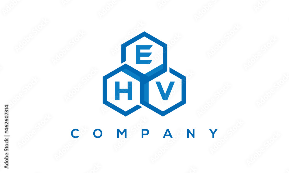 EHV three letters creative polygon hexagon logo EHV three letters creative polygon hexagon logo