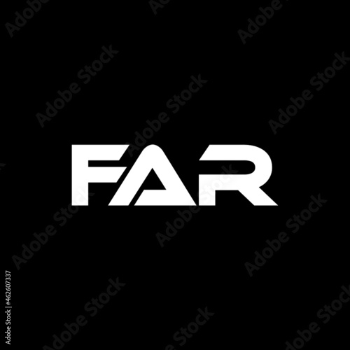 FAR letter logo design with black background in illustrator, vector logo modern alphabet font overlap style. calligraphy designs for logo, Poster, Invitation, etc.