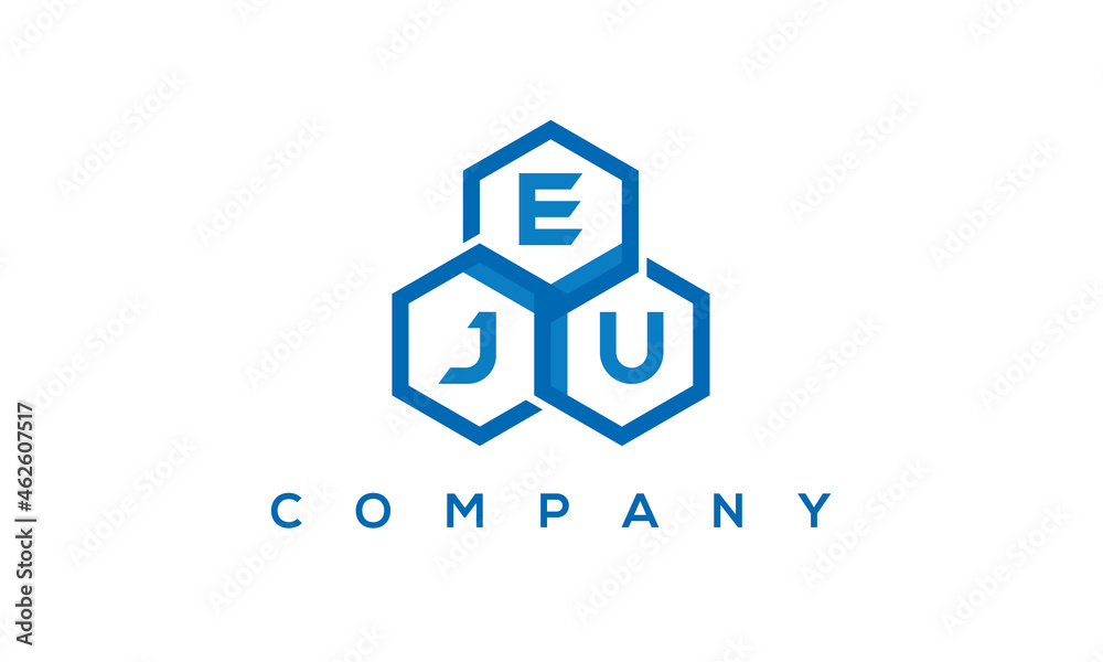 EJU three letters creative polygon hexagon logo	