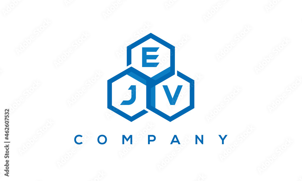 EJV three letters creative polygon hexagon logo	