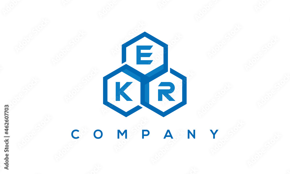 EKR three letters creative polygon hexagon logo	