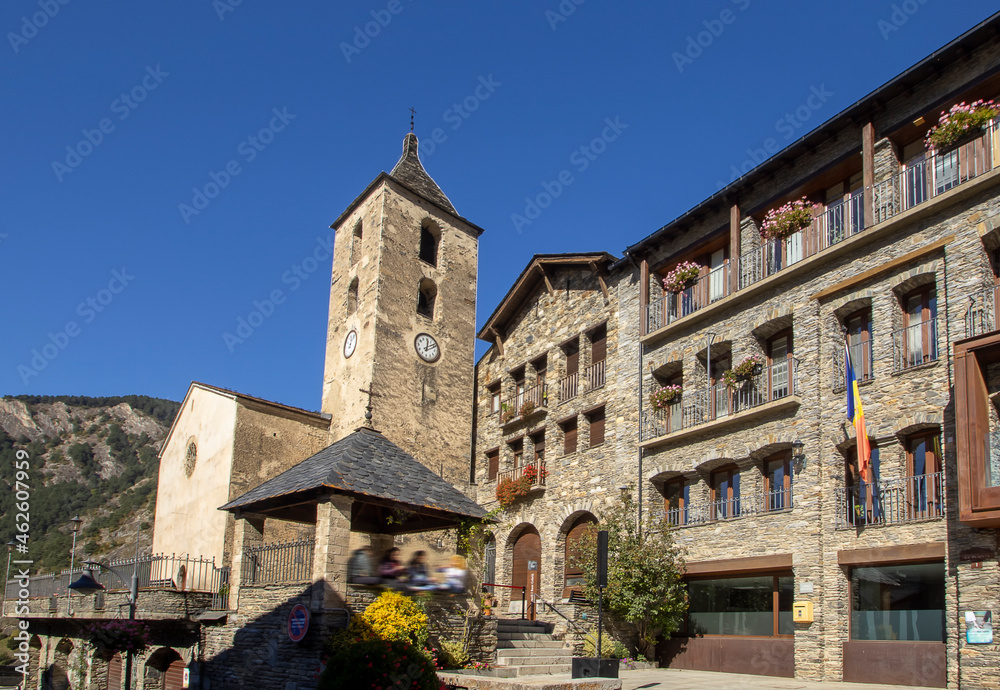 Obraz na płótnie The church of Sant Corneli and Sant Cerbria in Ordino, Andorra w salonie