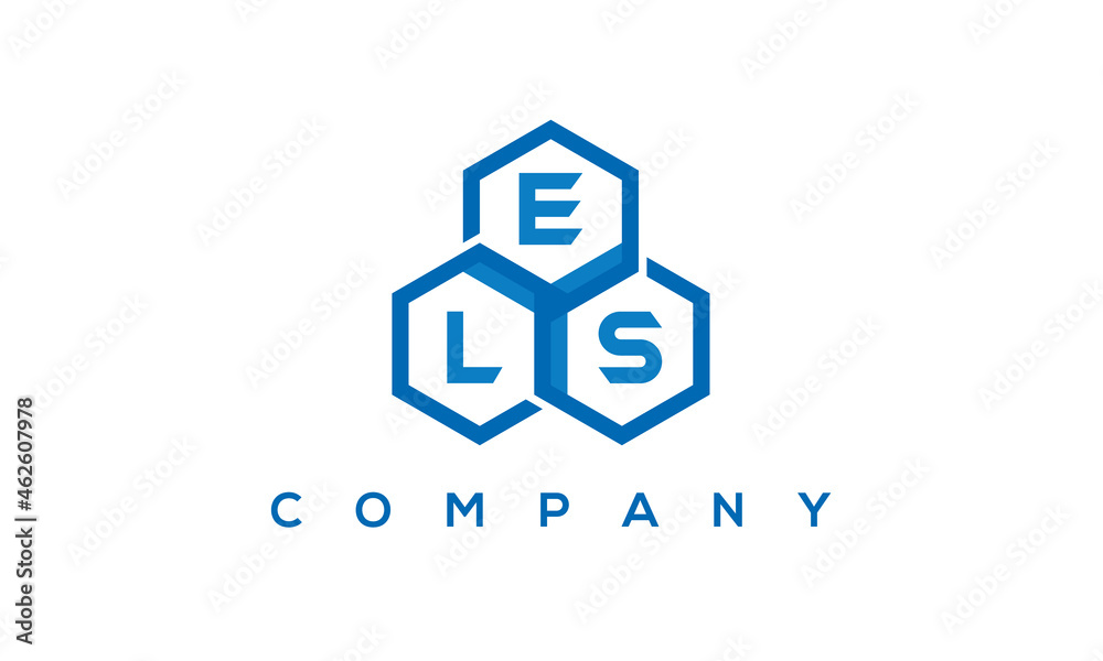 ELS three letters creative polygon hexagon logo	