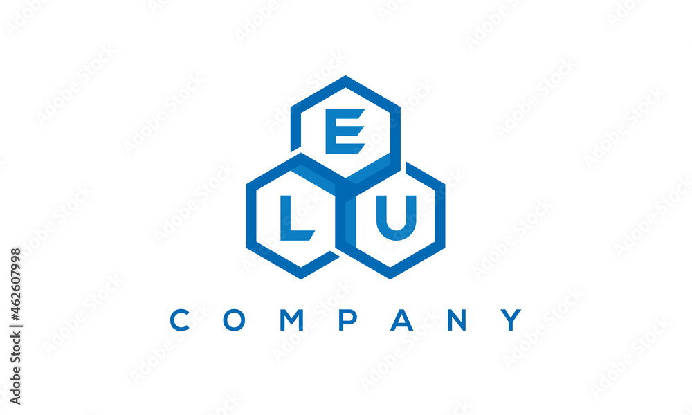 ELU three letters creative polygon hexagon logo	