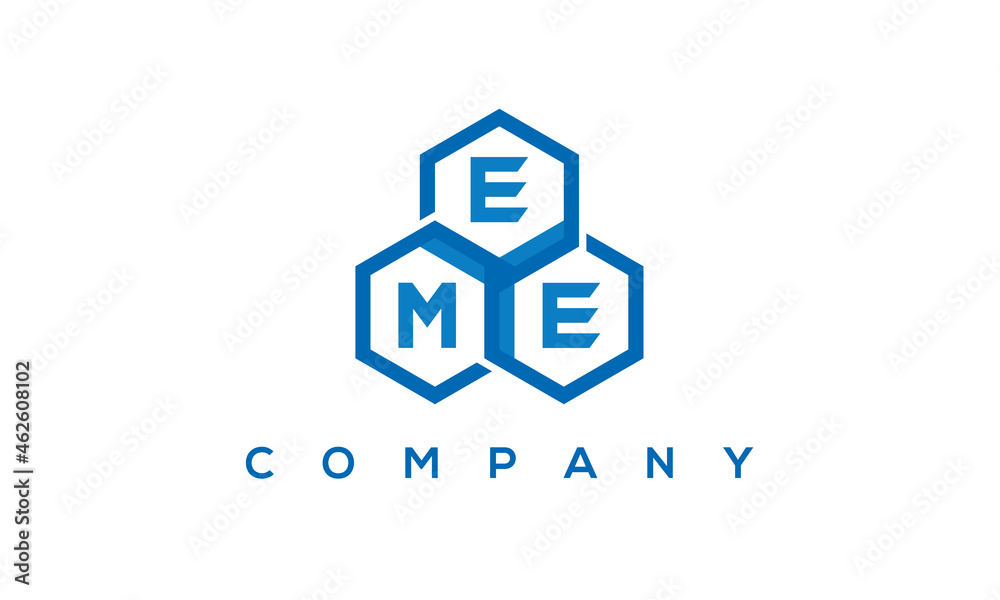 EME three letters creative polygon hexagon logo	