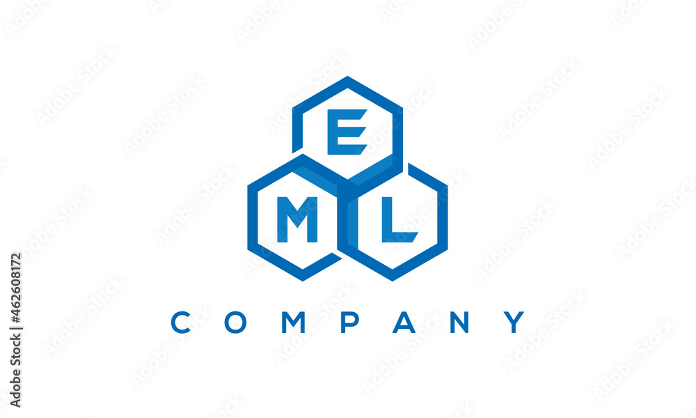 EML three letters creative polygon hexagon logo	