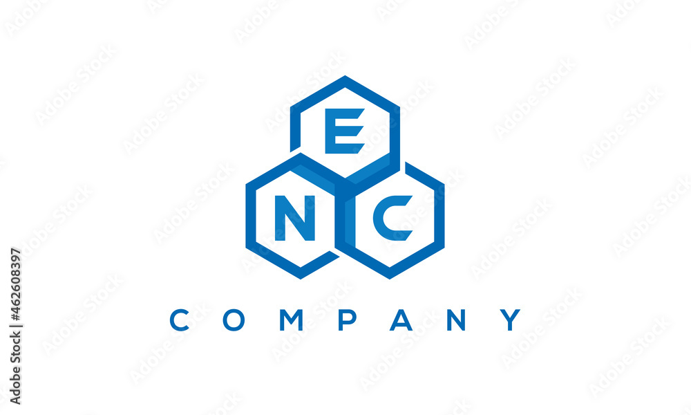 ENC three letters creative polygon hexagon logo	