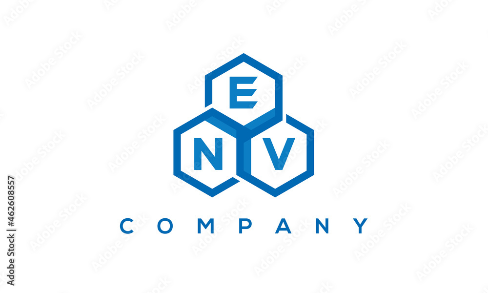 ENV three letters creative polygon hexagon logo ENV three letters creative polygon hexagon logo
