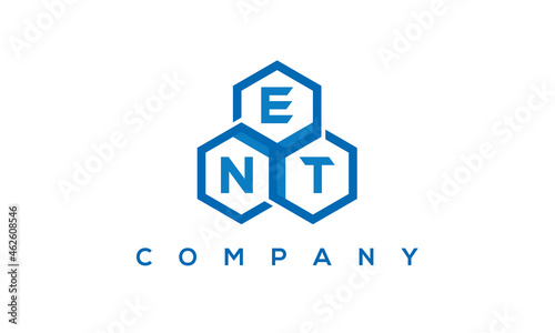 ENT three letters creative polygon hexagon logo	
