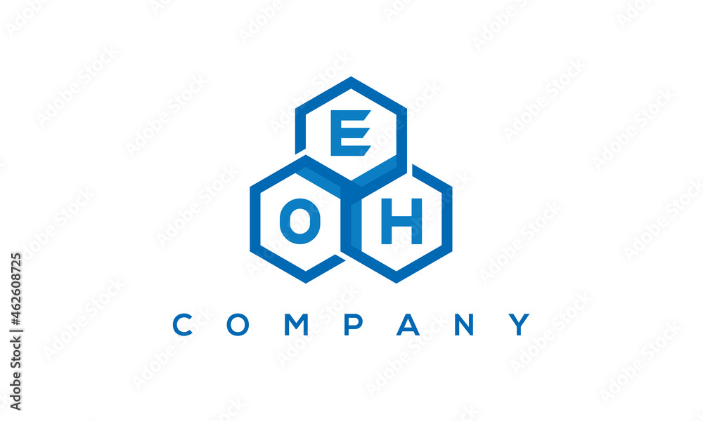 EOH three letters creative polygon hexagon logo	