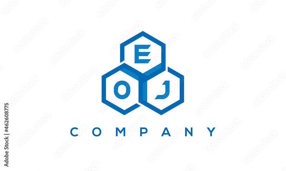 EOJ three letters creative polygon hexagon logo	