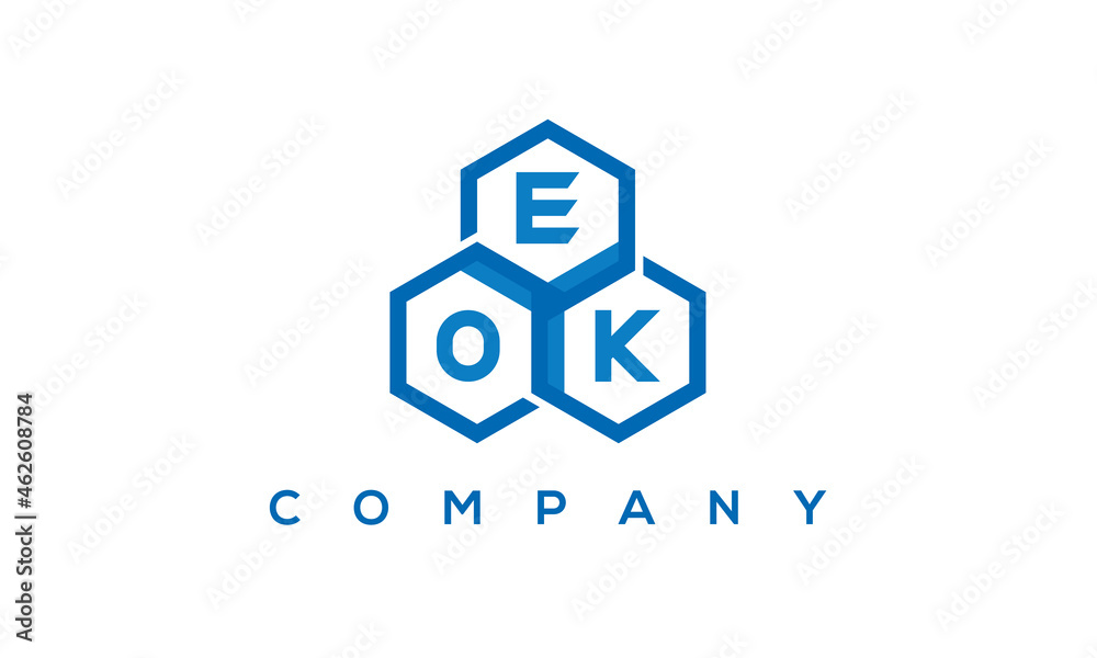 EOK three letters creative polygon hexagon logo	