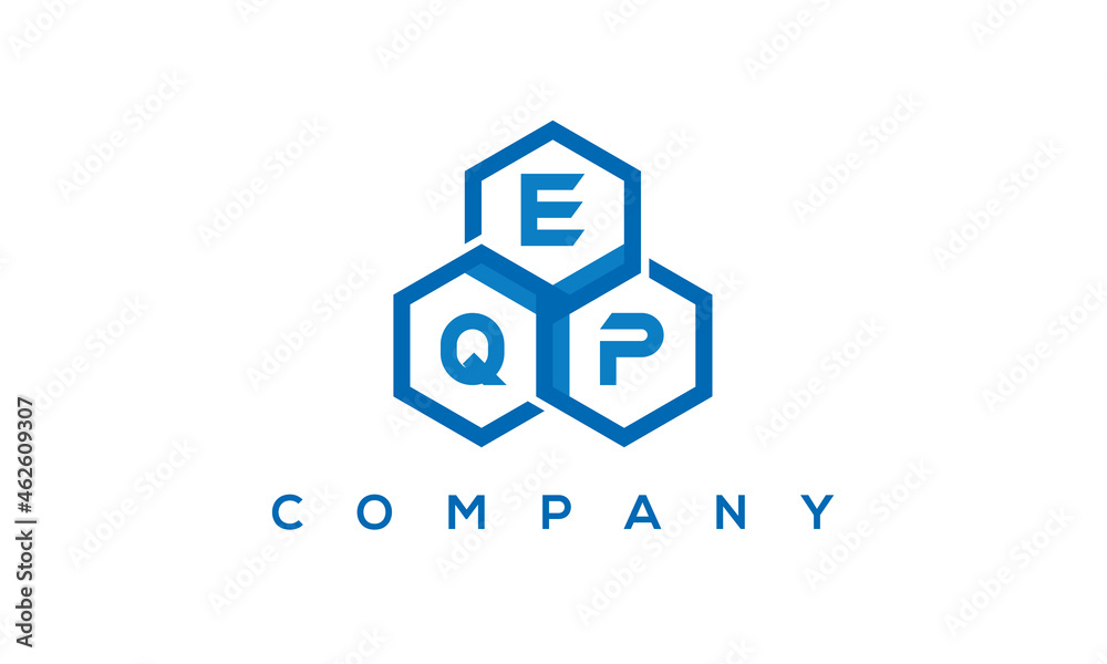 EQP three letters creative polygon hexagon logo
