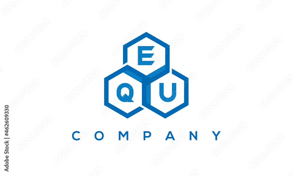 EQU three letters creative polygon hexagon logo EQU three letters creative polygon hexagon logo