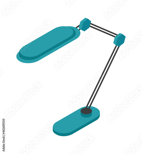 3d isometric table lamp for office work place. Illustration of office lamp for work desk and table for business vector