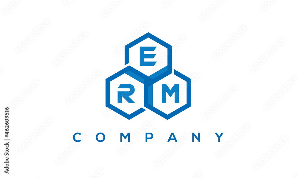 ERM three letters creative polygon hexagon logo