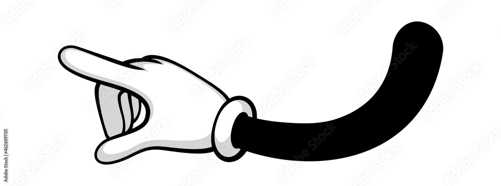 Show left by hand, look at that. Vector symbol hand pointing, figure wrist and fist cartoon drawing, clipart arm isolated comical illustration Show left by hand, look at that. Vector symbol hand pointing, figure wrist and fist cartoon drawing, clipart arm isolated comical illustration