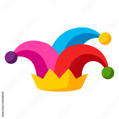 Illustration of clown hat in cartoon style. Cute funny object.