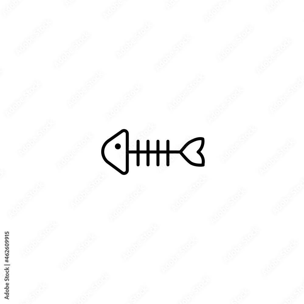 Fish skeleton vector icon. Flat black fishbones symbol on white. eps 10 Fish skeleton vector icon. Flat black fishbones symbol on white. eps 10